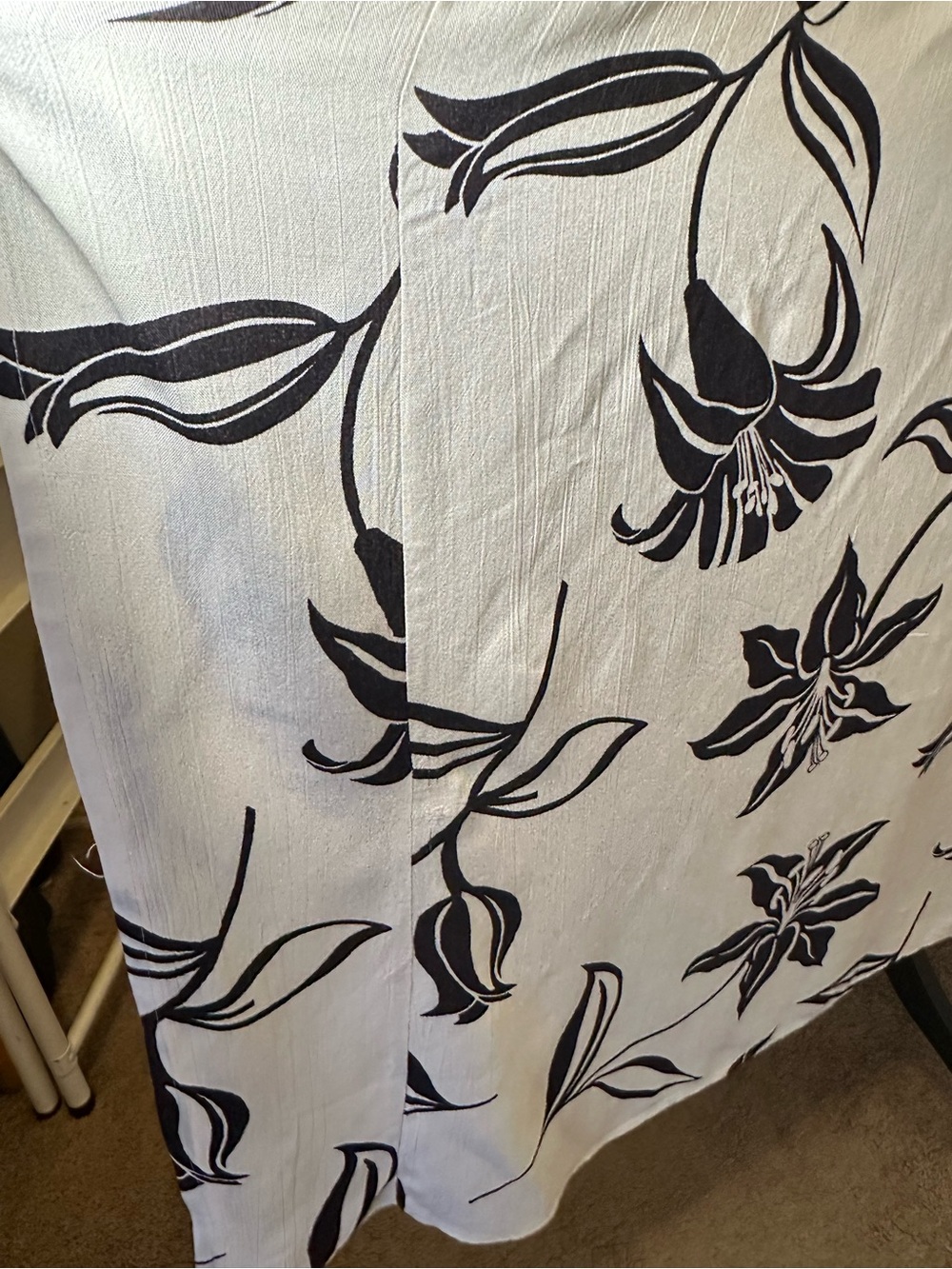 Angie Floral Halter Maxi Dress M White Black Asymmetrical Handkerchief Hem - Picture 8 of 9